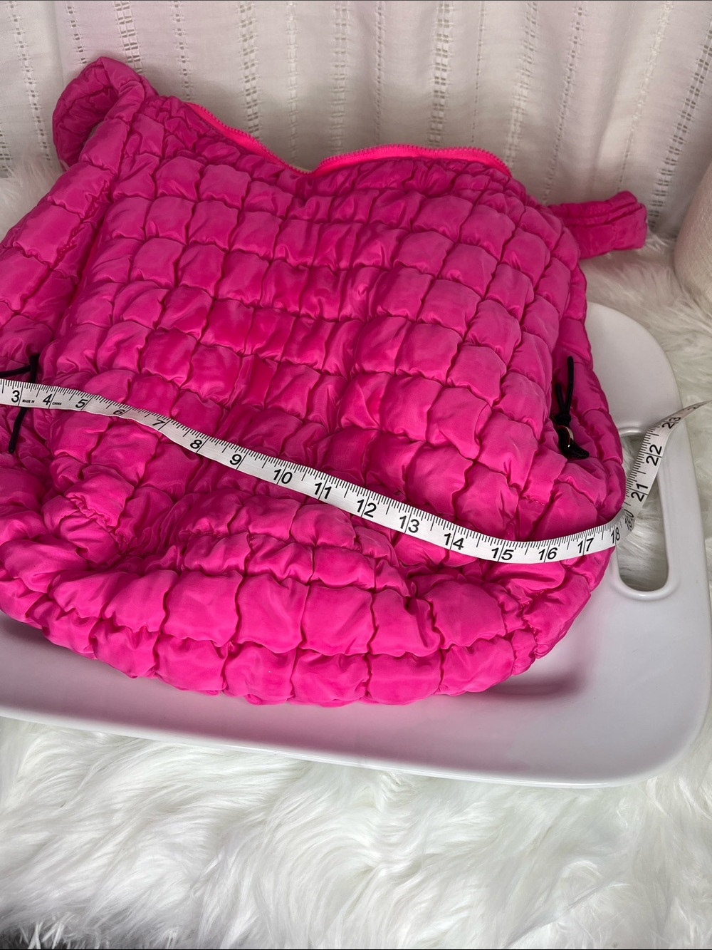 Bright Pink Quilted Shoulder Bag - Picture 8 of 12